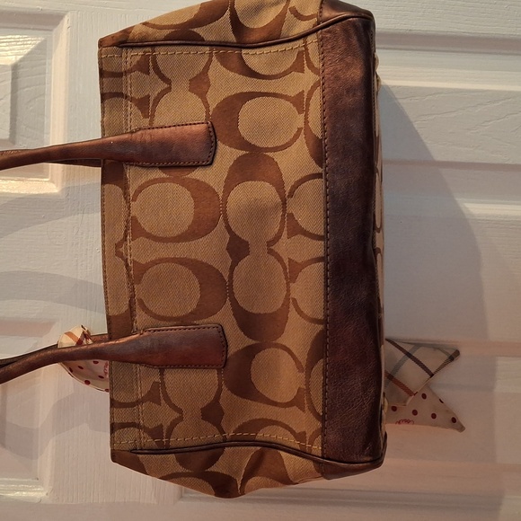 Coach Brown Tote Bag with Scarf Accent - Picture 2 of 11